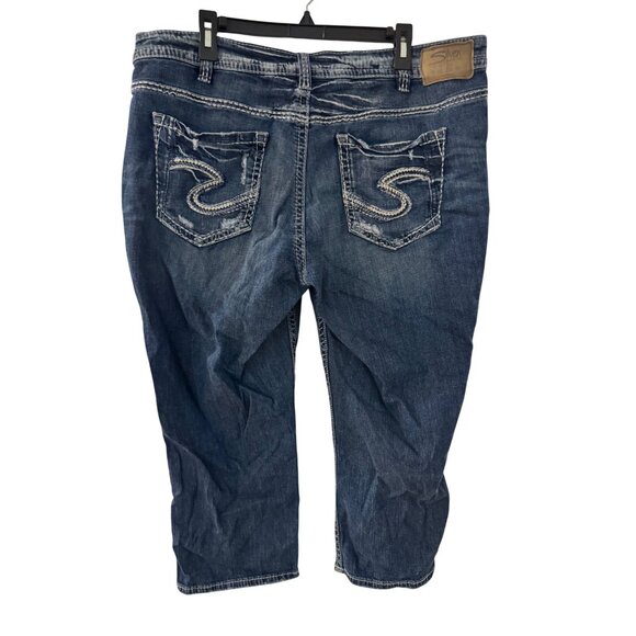 Silver Jeans Co. Suki Capri Jeans Womens Size 20 Distressed Blue Denim Stretch - Picture 2 of 5